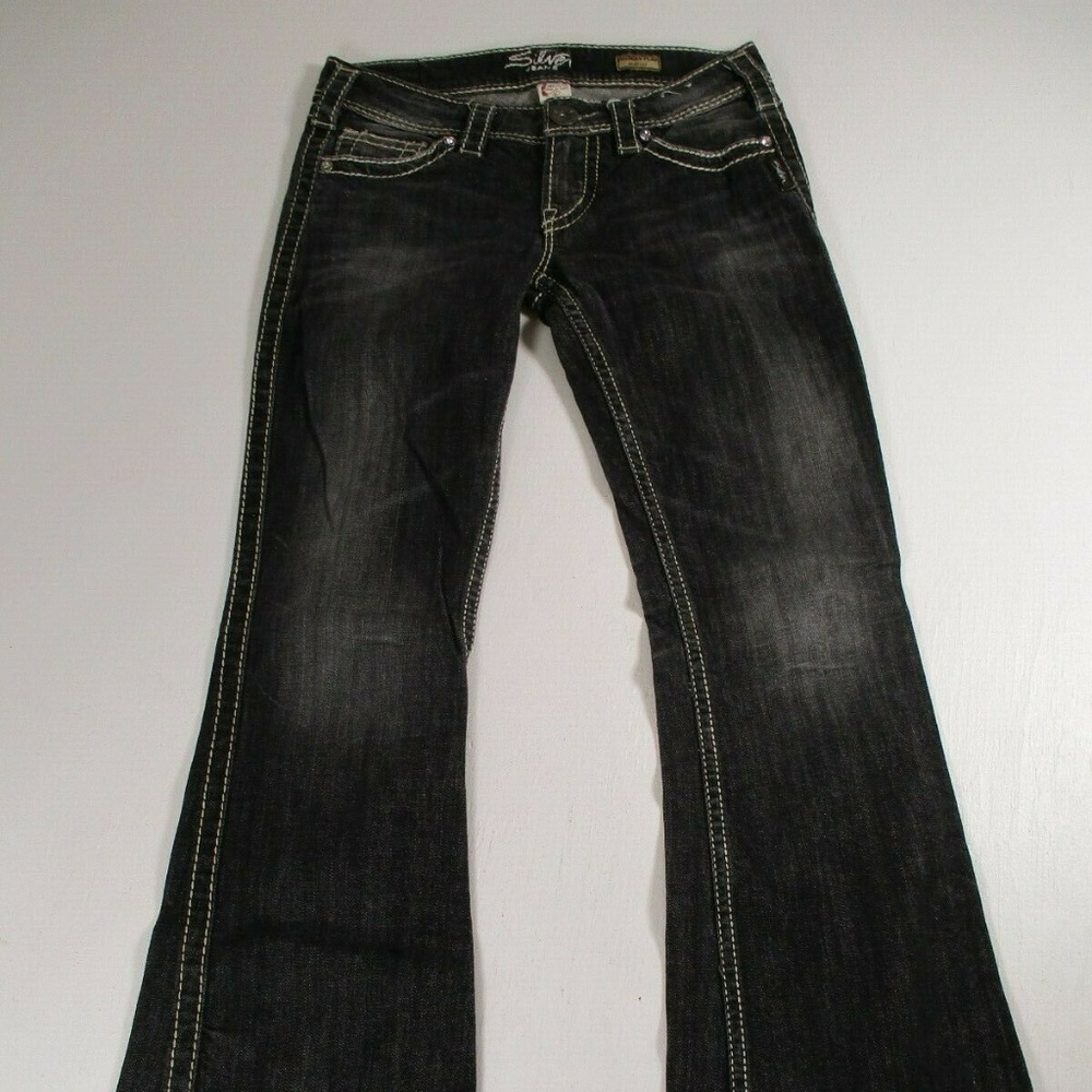 Silver Womens Sz 26 Frances Flap Bootcut Jewels